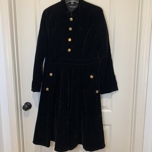 Feiinvan NWT Black Velvet Long Sleeve MIDI Dress Size Med Gothic Witchy